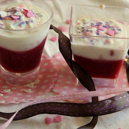 Verrines de framboises vanillée