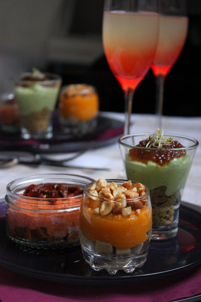 Trio de verrines festives (déclinaison autour du tofu soyeux)