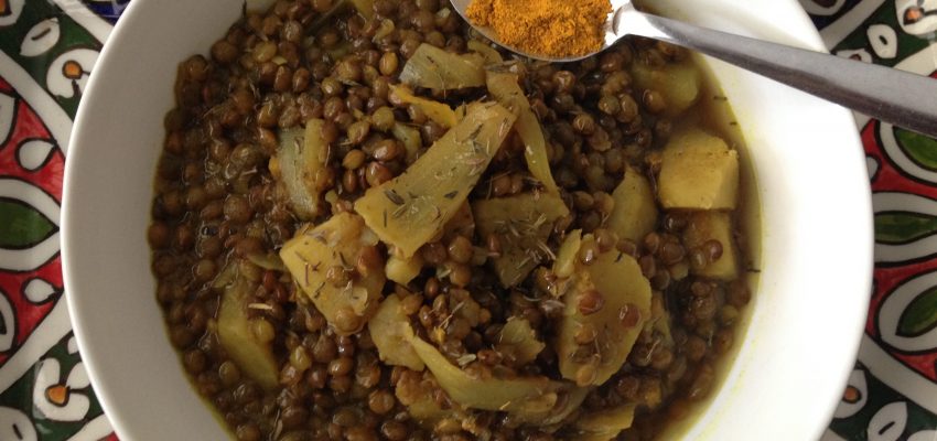 Curry de lentilles vertes aux patates douces