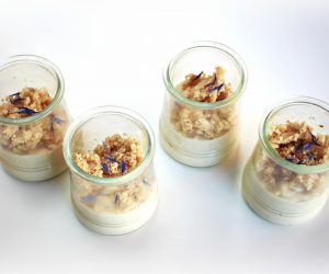 Crème dessert végétalienne au citron et pâte biscuitée