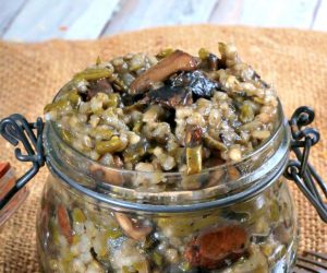 Risotto végétalien haricots verts et champignons