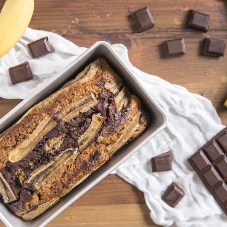 Cake marbré chocolat, banane et vanille