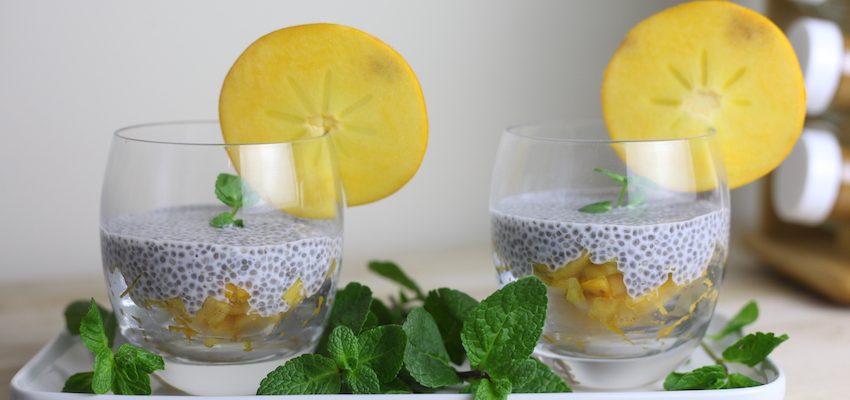 pudding chia coco vegetal vegan kaki
