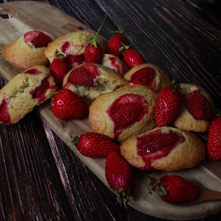 Madeleines aux fraises 100% végétales