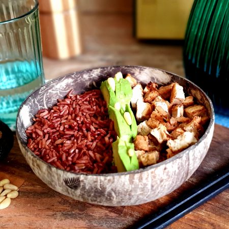 Riz rouge au tofu frit
