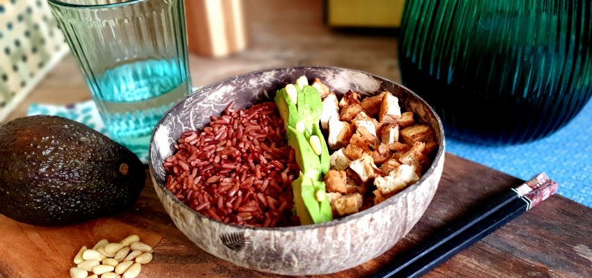 Riz rouge au tofu frit
