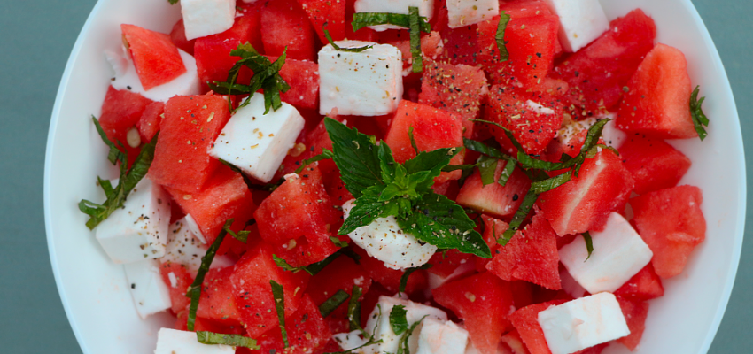 Salade estivale pastèque et féta végane