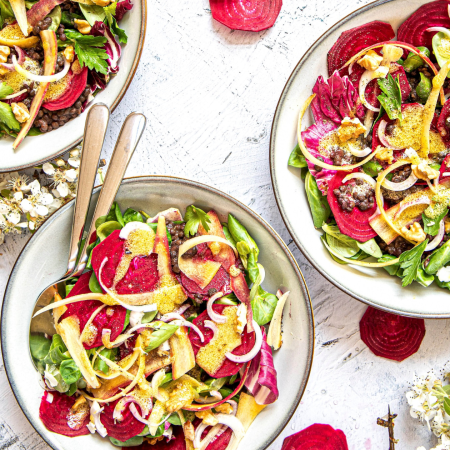 Salade de lentilles noires et de betterave